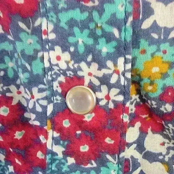Wrangler Wrancher Floral Pearl Snap Shirt Top Women Size XXL Western Rodeo - Picture 4 of 8